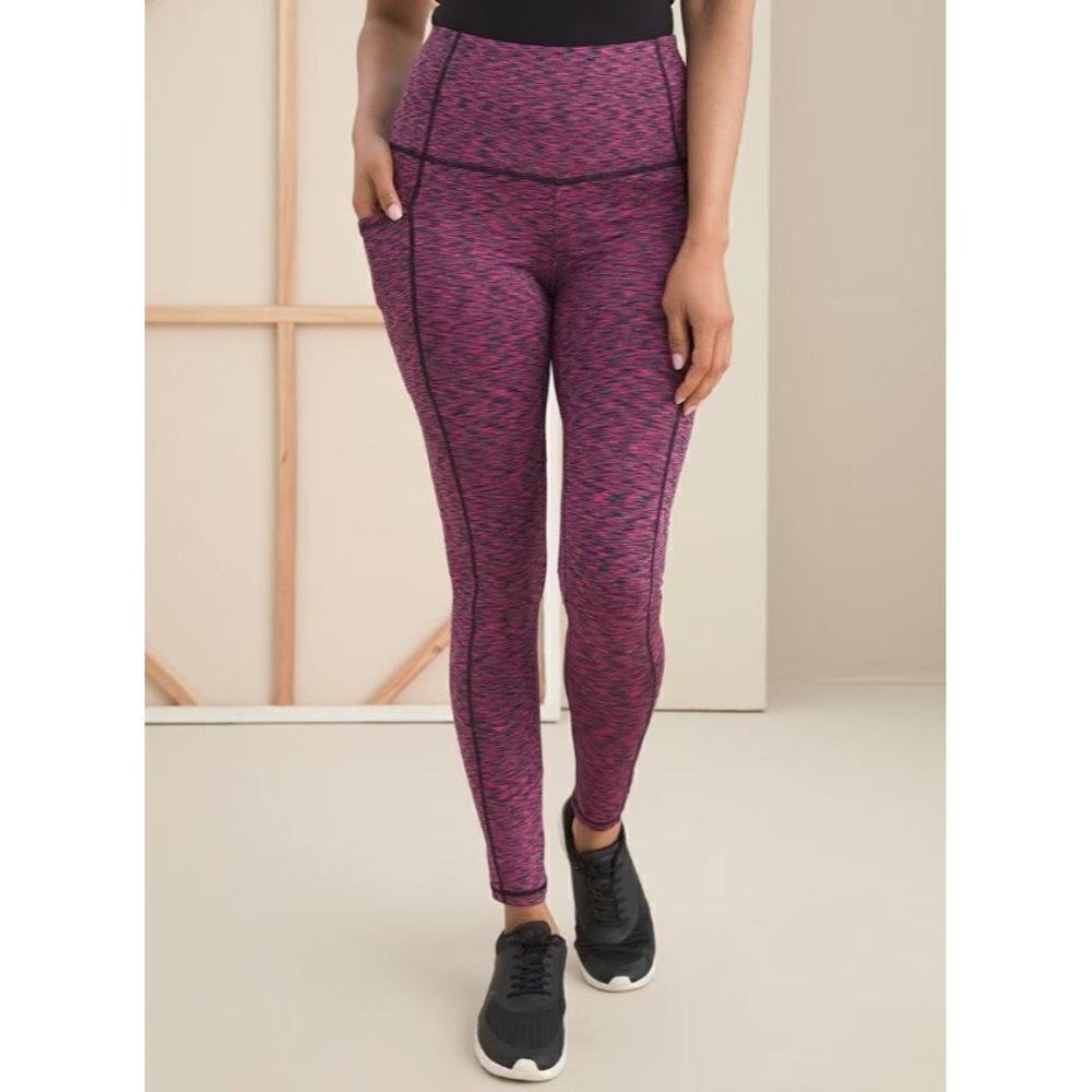 Chico's Zenergy Pink Space Dye Pocket 7/8 Length Leggings 16/18R (Size 3R)